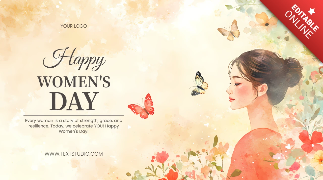 Aquarell Frauentag Kartenvorlage mit verträumtem Blumendesign