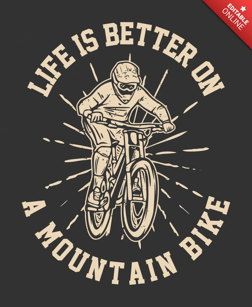 Modello di design t-shirt vintage per mountain biker