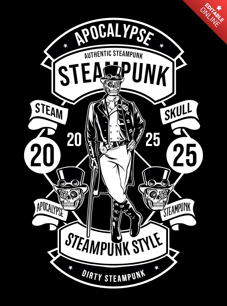 Apokalypse steampunk stil t-shirt design vorlage