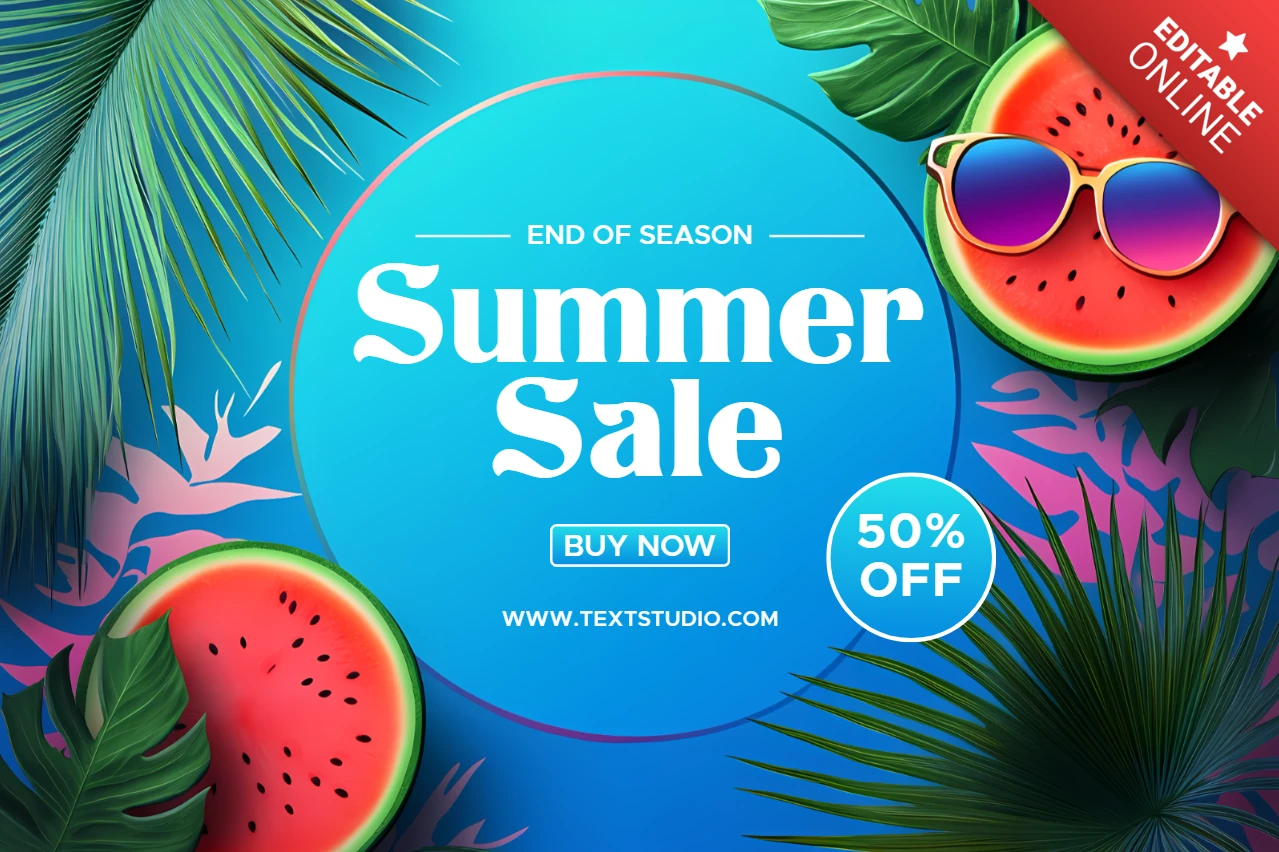Vibrant Summer Sale Design Template with Tropical Elements