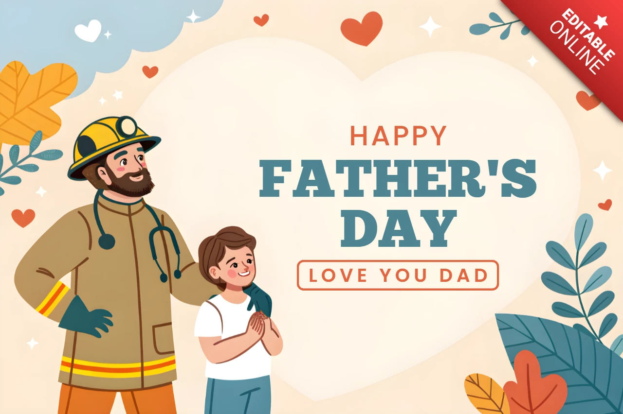 Happy Father's Day Design Template for Celebrating Firefighters Dads