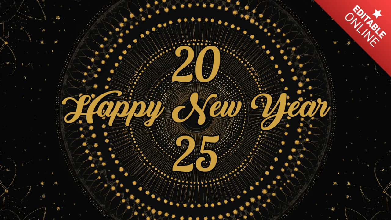 Mandala style golden happy new year 2025 design template