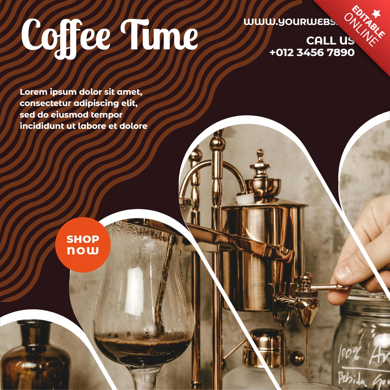 Modelo de design de postagem do Instagram para hora do café com cappuccino