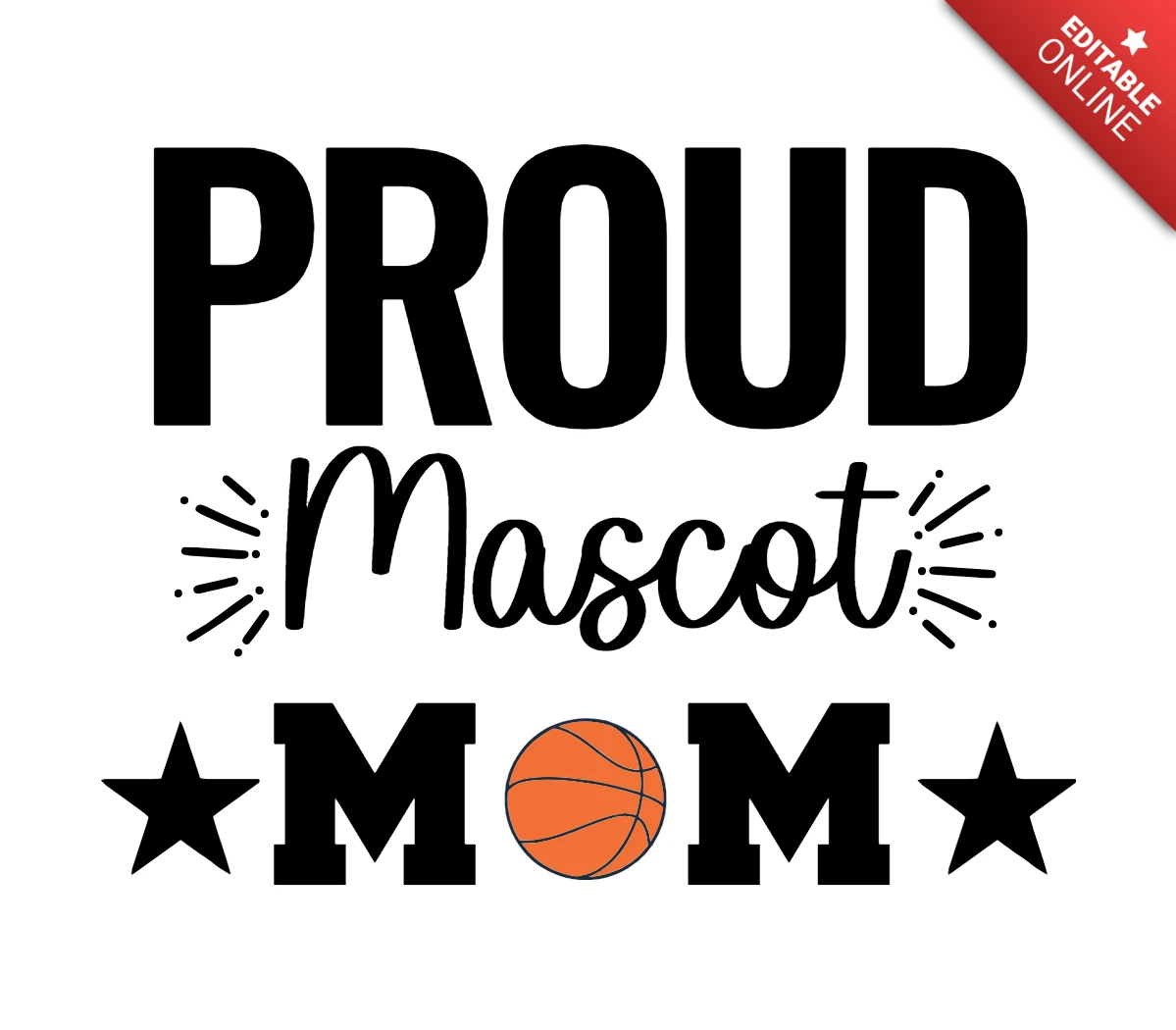 Proud Mascot Mom Basketball T-shirt Design Template