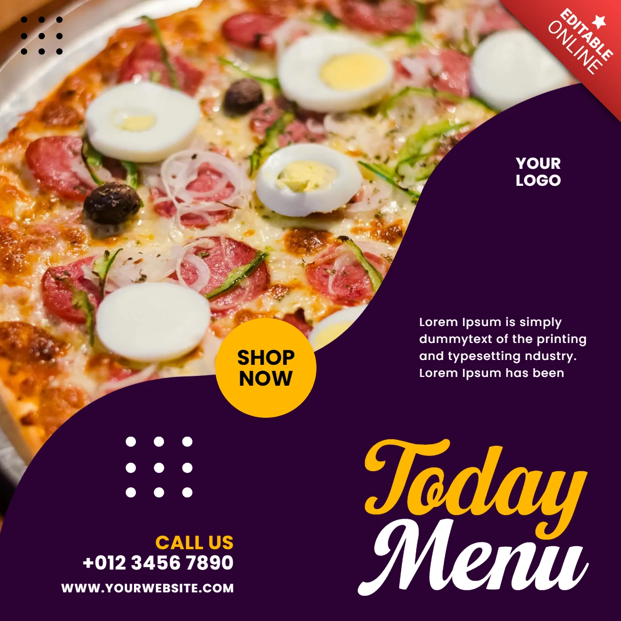 Modèle de conception de post instagram de restaurant promotionnel violet pimpant