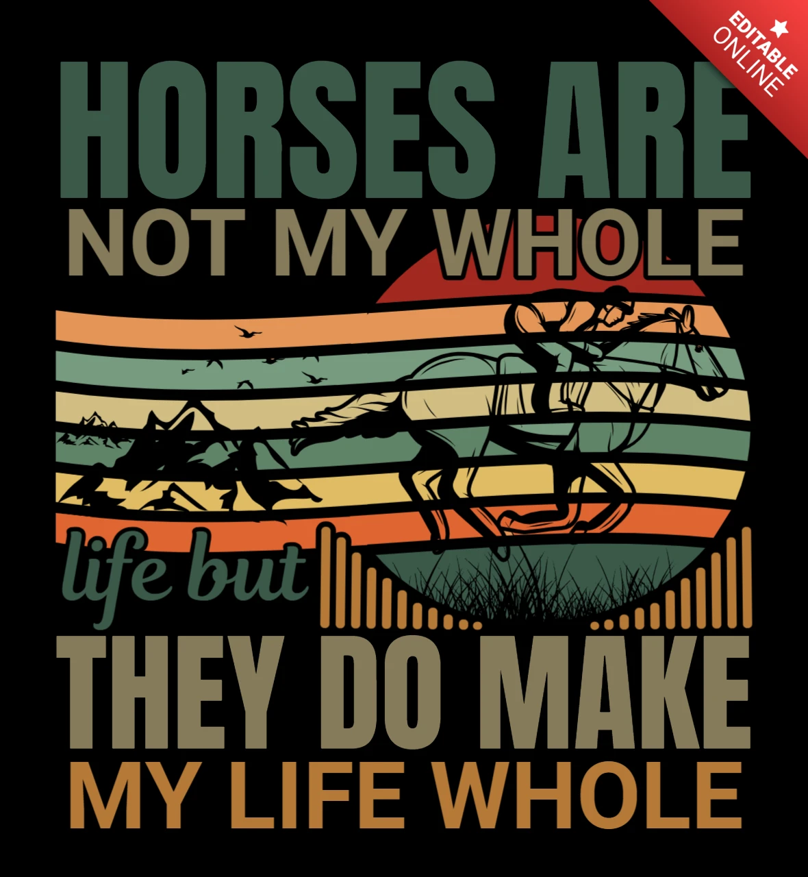 I cavalli non sono tutta la mia vita, ma la rendono completa. Design del template per t-shirt di corse di cavalli.