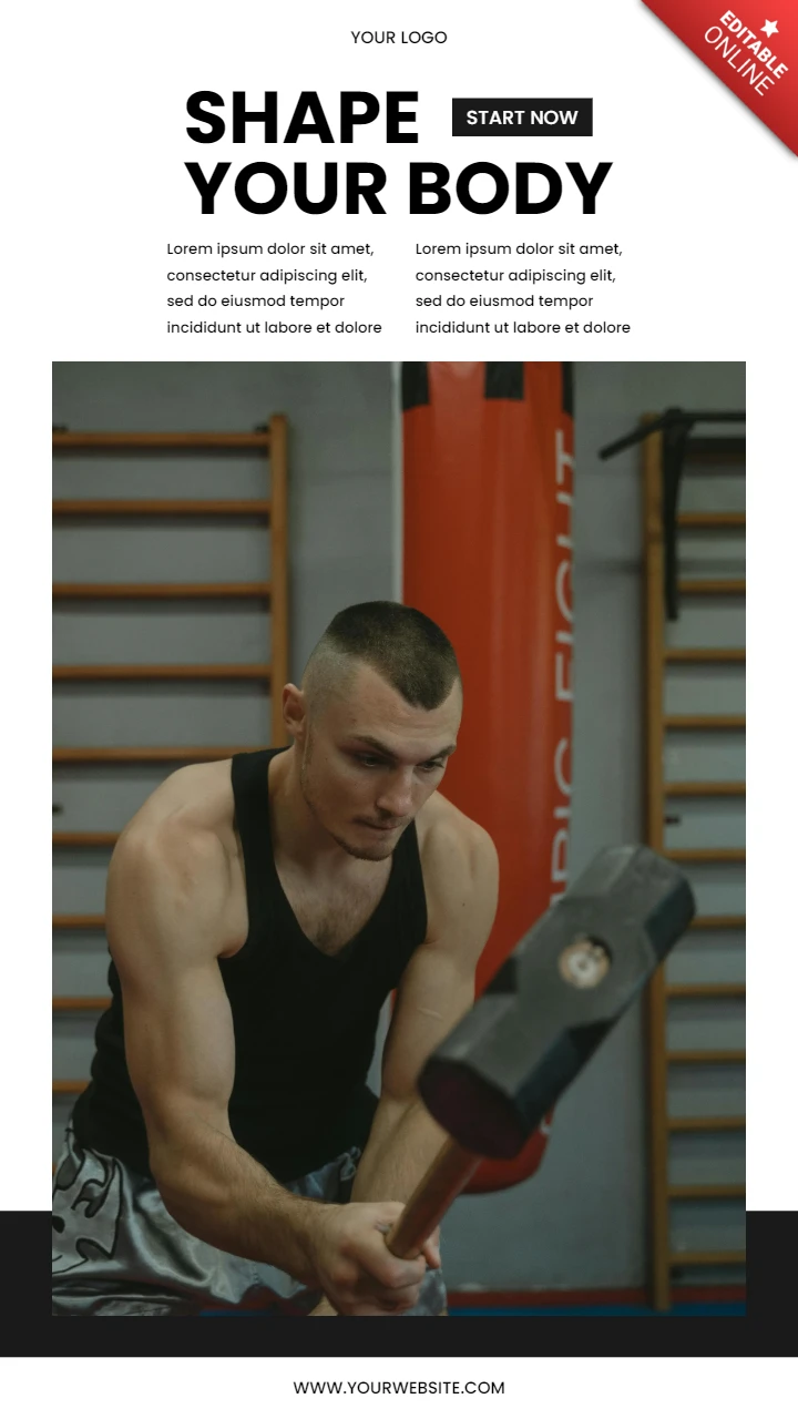 Шаблон дизайна поста instagram story Shape your body crossfit