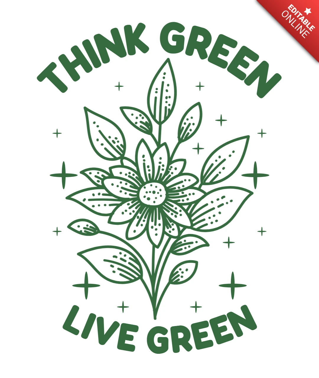 Modèle de dessin botanique : pensez vert, vivez design vert