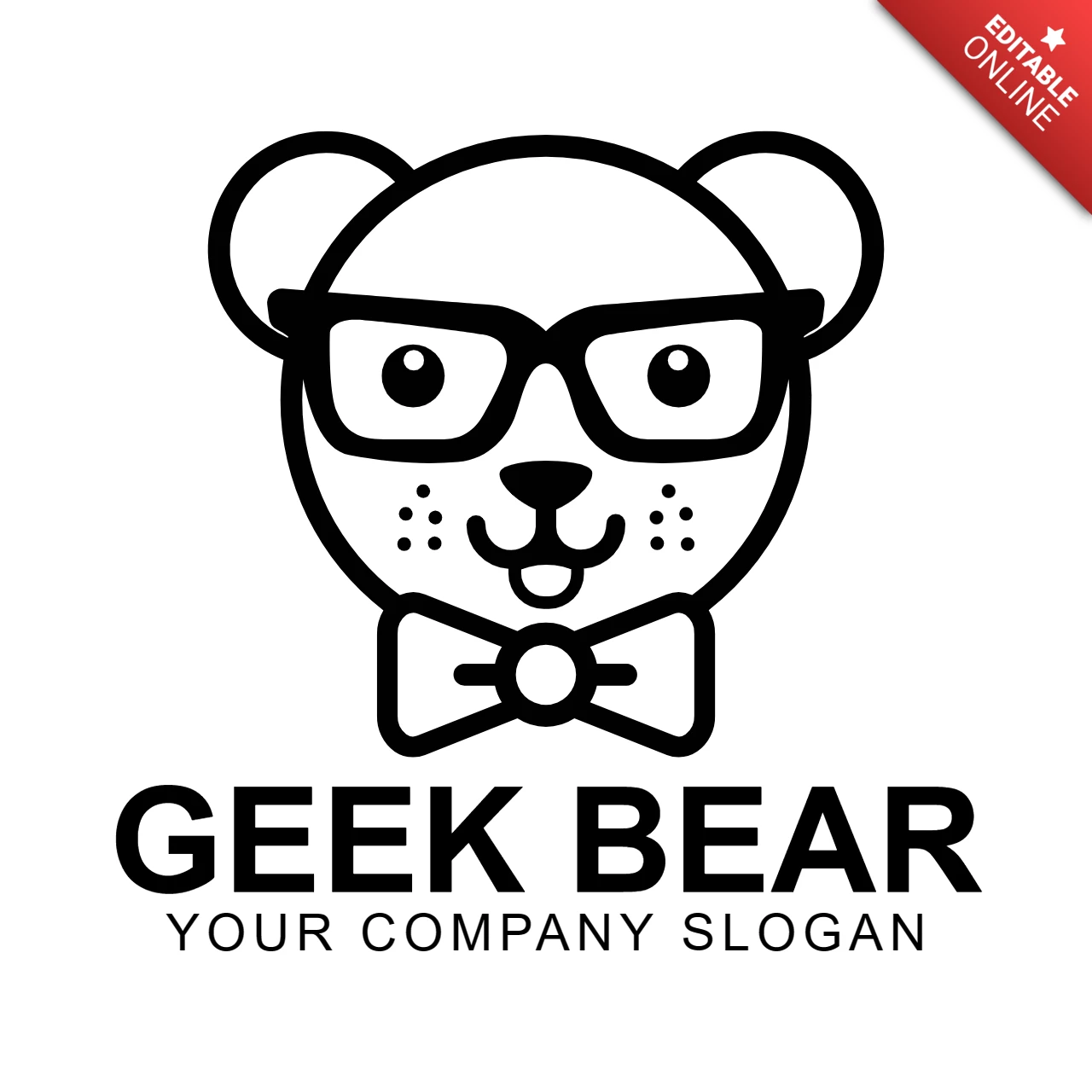 Geek Bear Logo Design Template