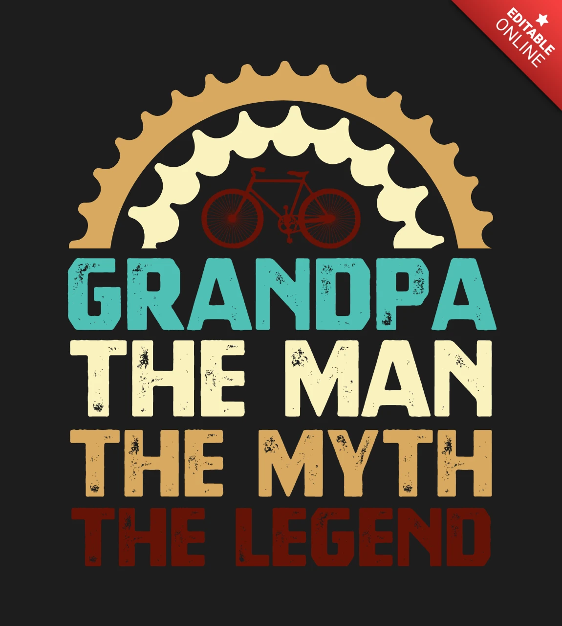 Grandpa Bicycle T-shirt Design Template