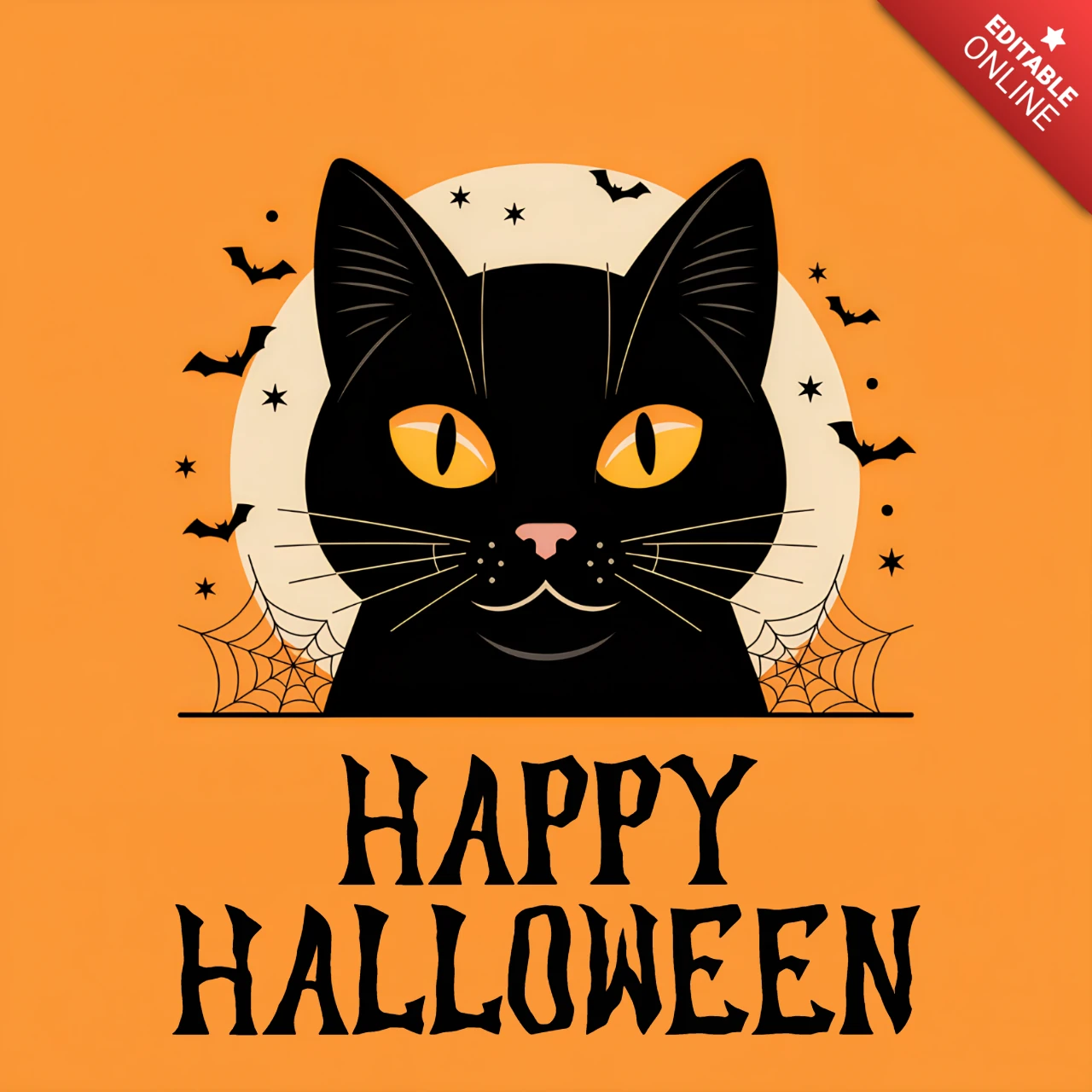 Frohes Halloween Katzen-Design-Vorlage für gruselige Grußkarten