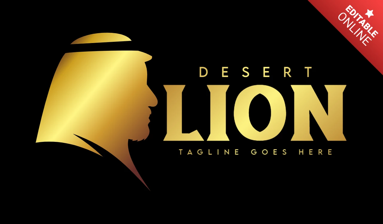 Desert Lion Logo Design Template