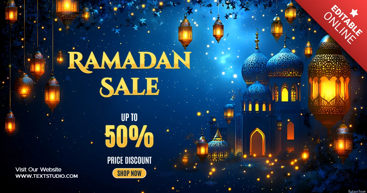 Ramadan Sale Design Template with Elegant Lantern and Mosque Graphics