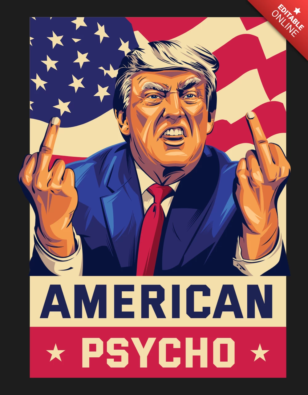 American Psycho Donald Trump Parody T-shirt Design Template