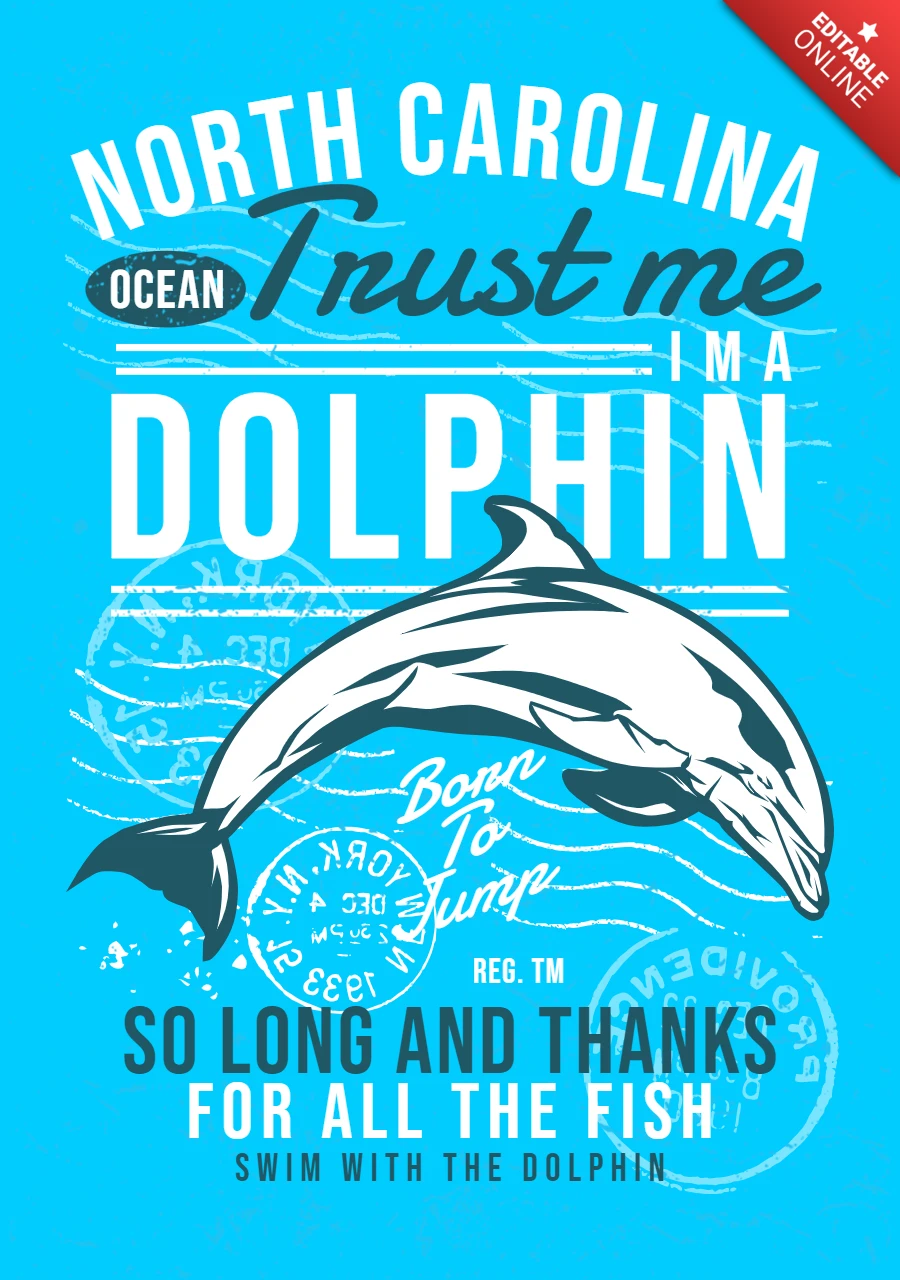 Modèle de t-shirt dauphin vintage