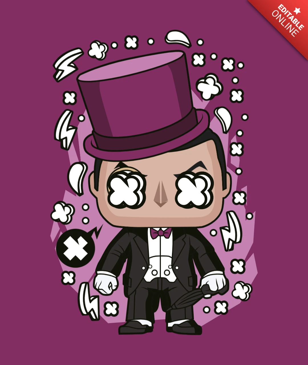 Batman 1966 Penguin Pop Culture T-Shirt Design Template