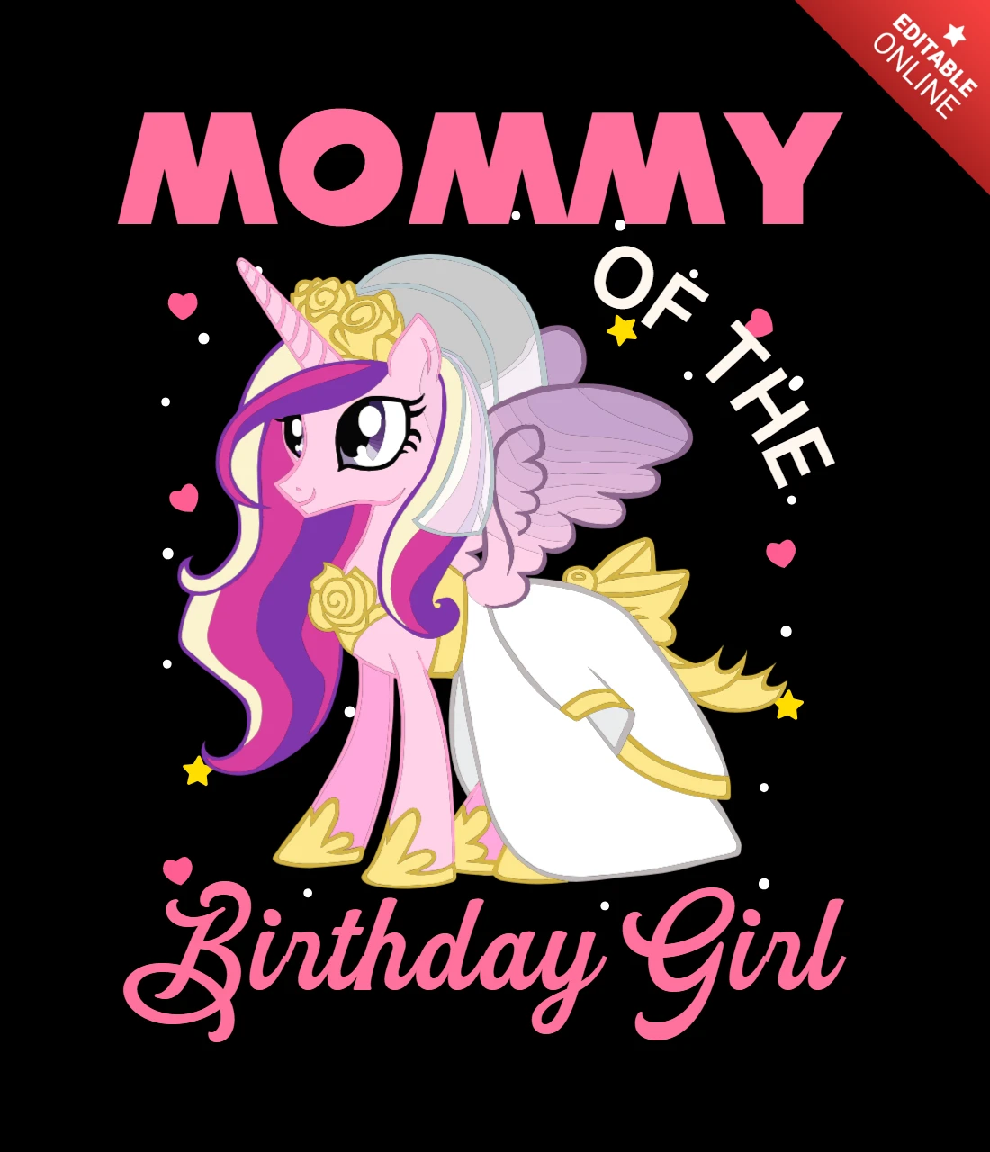 Mommy Of the Birthday Girl Unicorn T-shirt Design Template