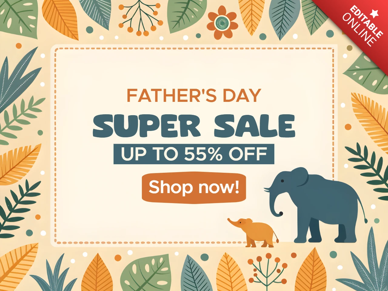 Plantilla de diseño de venta del Día del Padre con tema de jungla juguetona