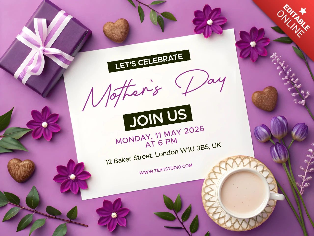 Elegant Mother's Day Celebration Invitation Template - Floral Design