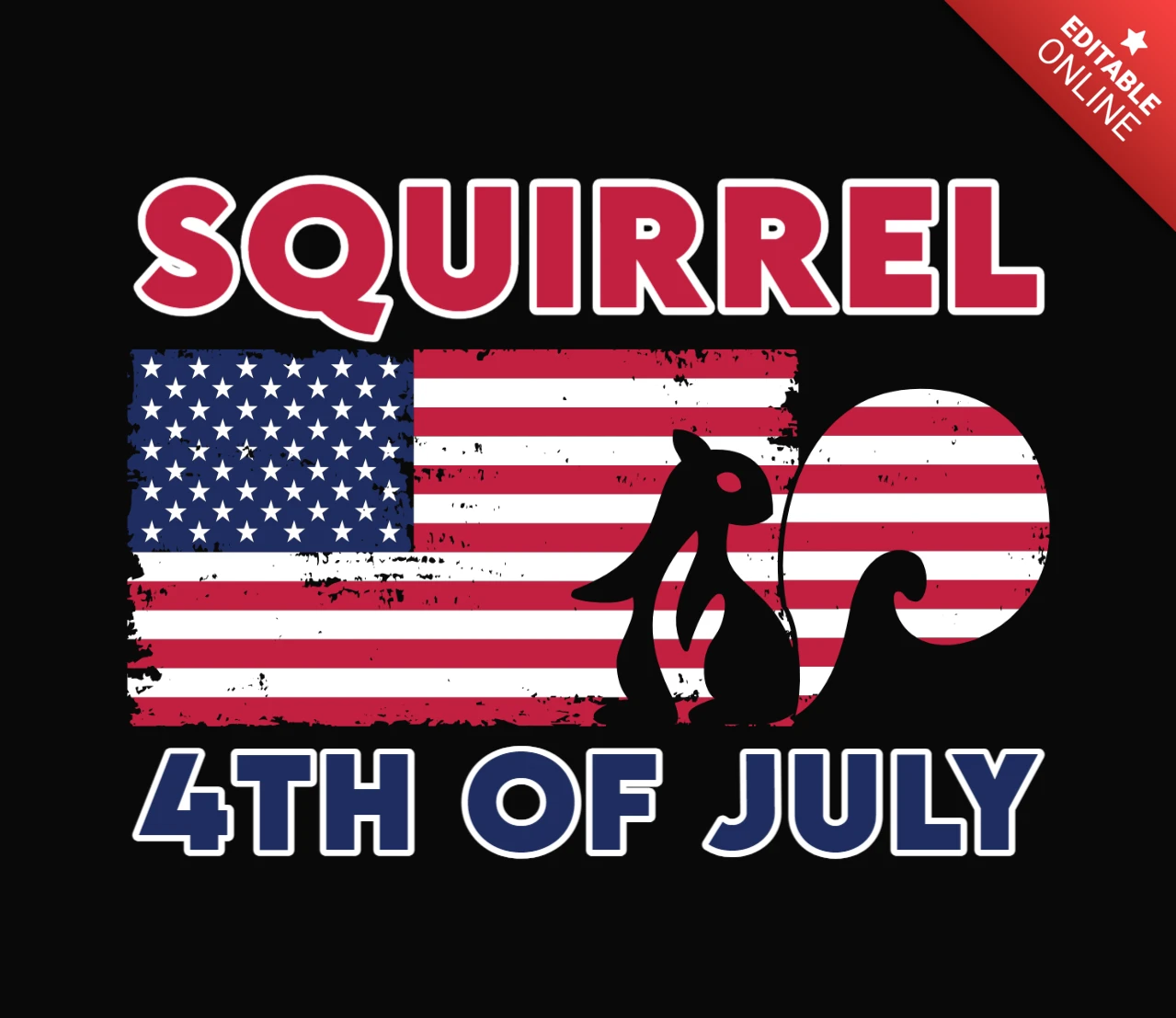 Drapeau américain, écureuil, 4 juillet, modèle de t-shirt