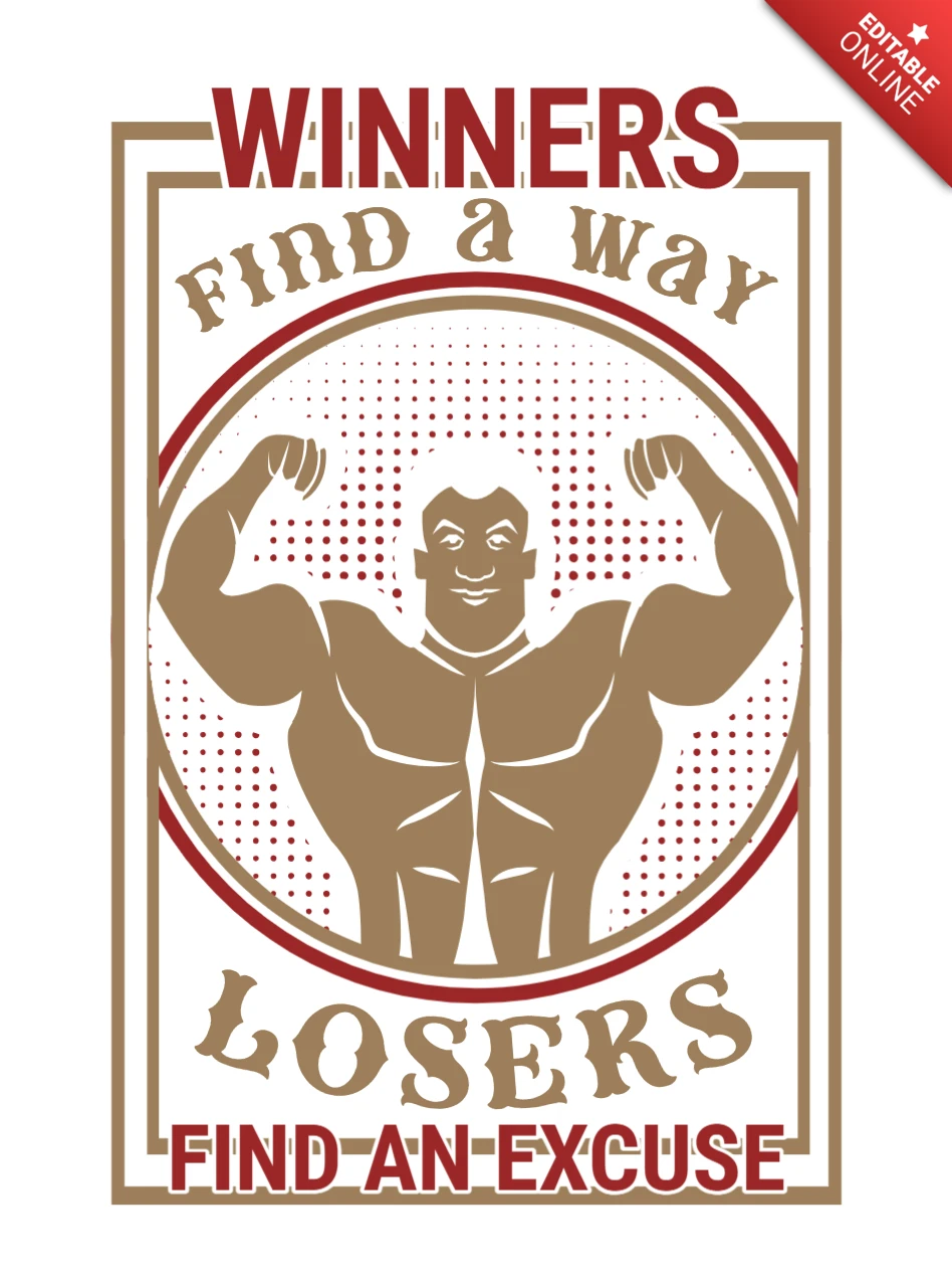 Vintage Motivational Quote Design Template for Fitness Poster