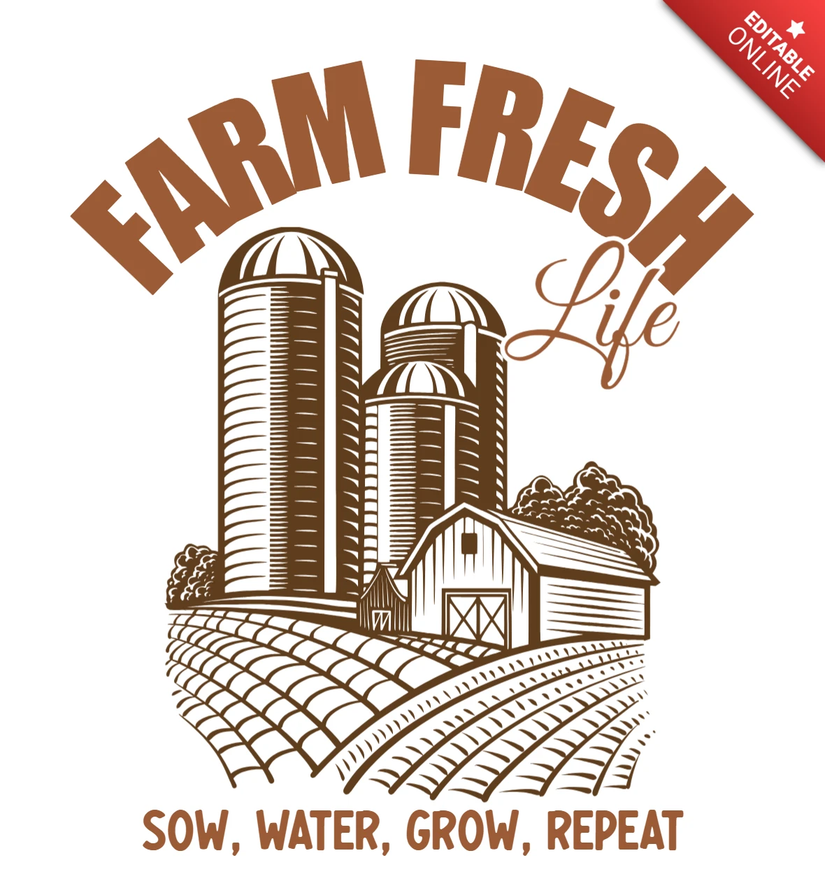Farm Fresh Life Inspiring Agricultural Illustration Growth and Sustainability T-Shirt Design Template