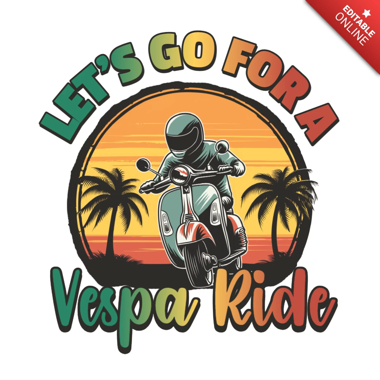 Vamos fazer um passeio de vespa, liberdade, diversão e modelo de design de roupas de aventura clássica.