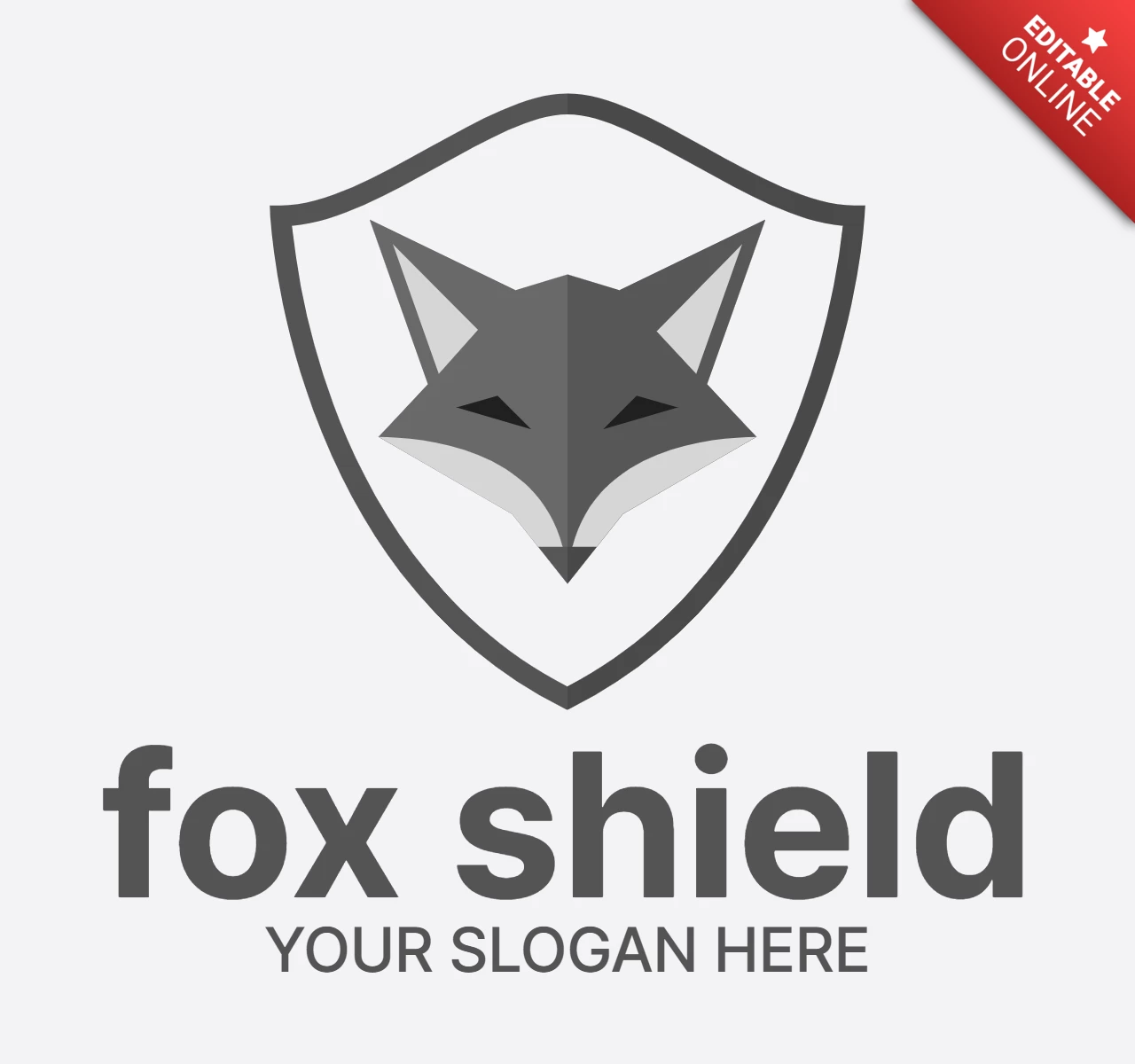 Modello di logo Fox shield nero