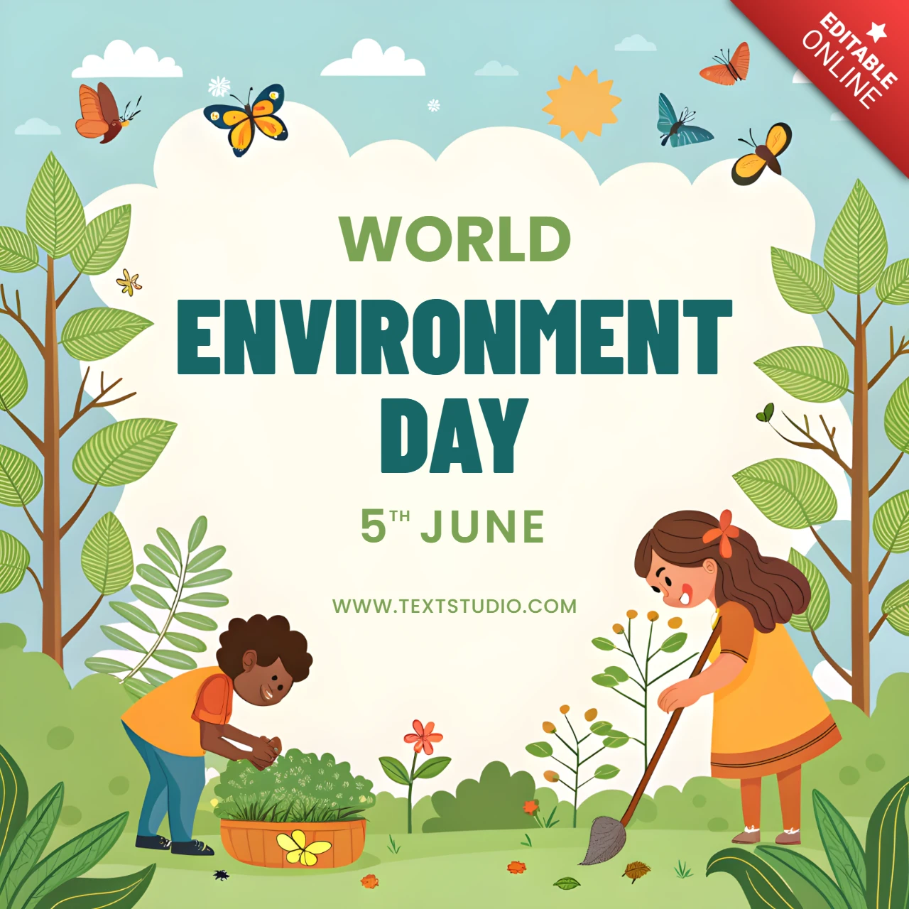 Kids Gardening for World Environment Day Awareness Template