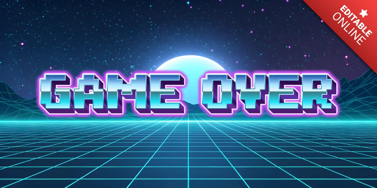 Minimalist Synthwave Gaming Design Template with Neon Game Over Text