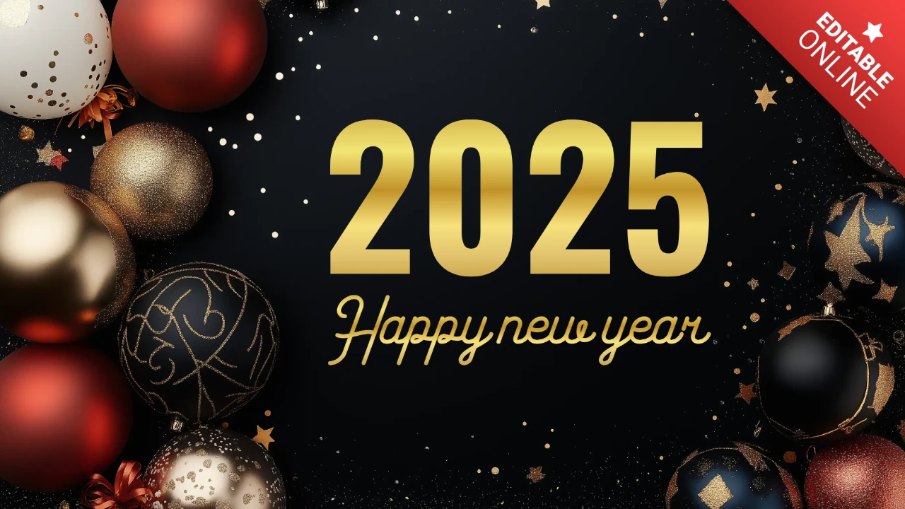 Goldene Luftballons und Konfetti Neujahrsfeier Designvorlage