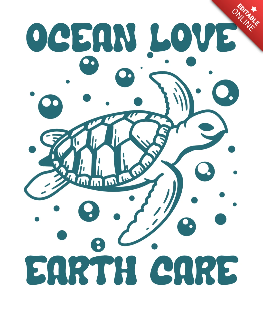 Ocean Love, Earth Care Protecting Our Planet’s Blue Heart T-Shirt Design Template