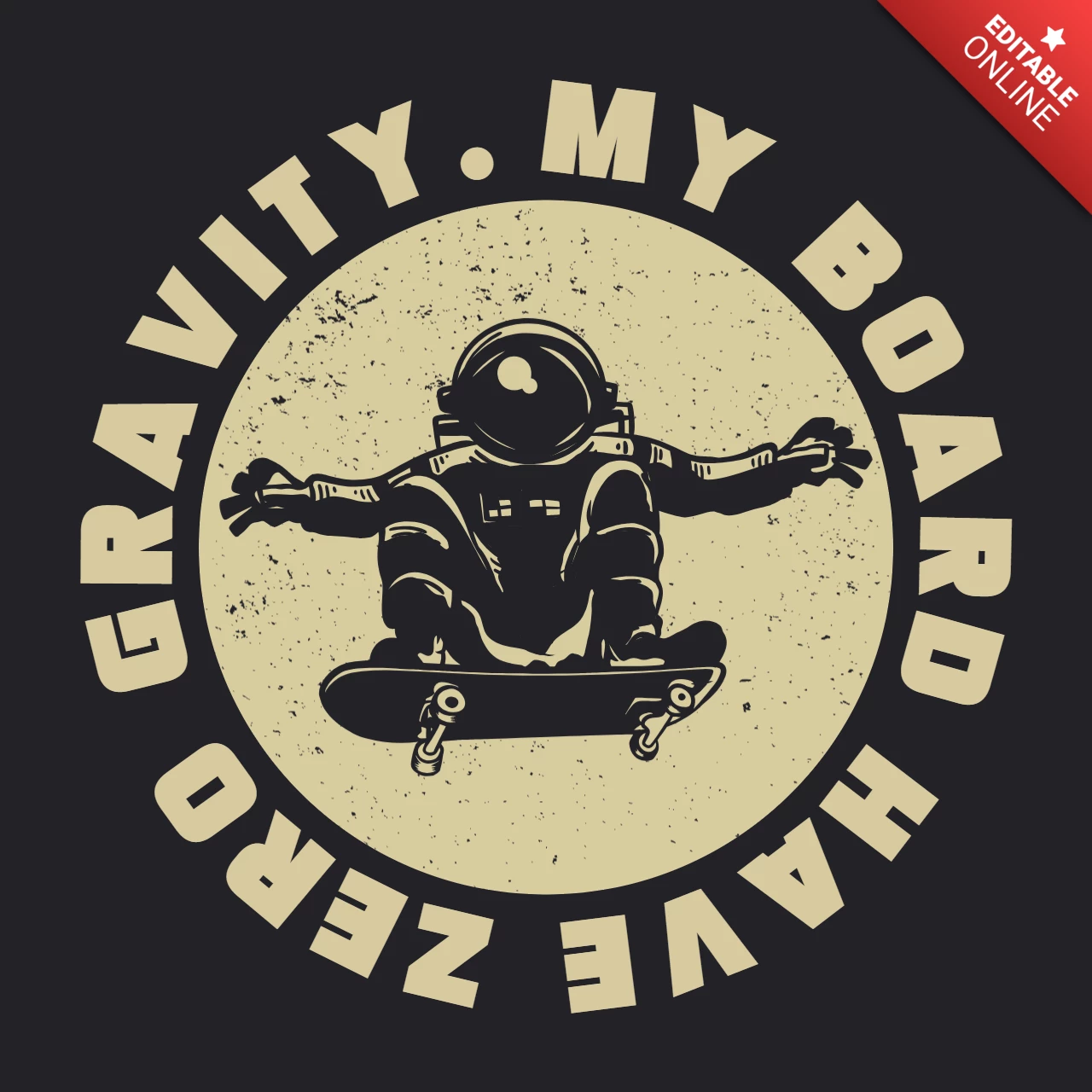 Modello di design t-shirt vintage da skateboard con astronauta