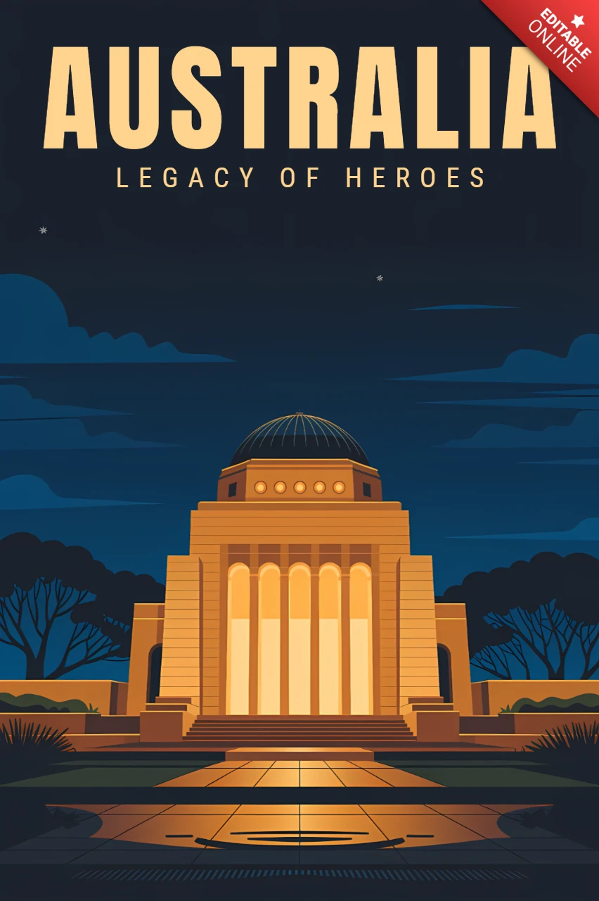 Template de design de monumento art déco na Austrália para pôster