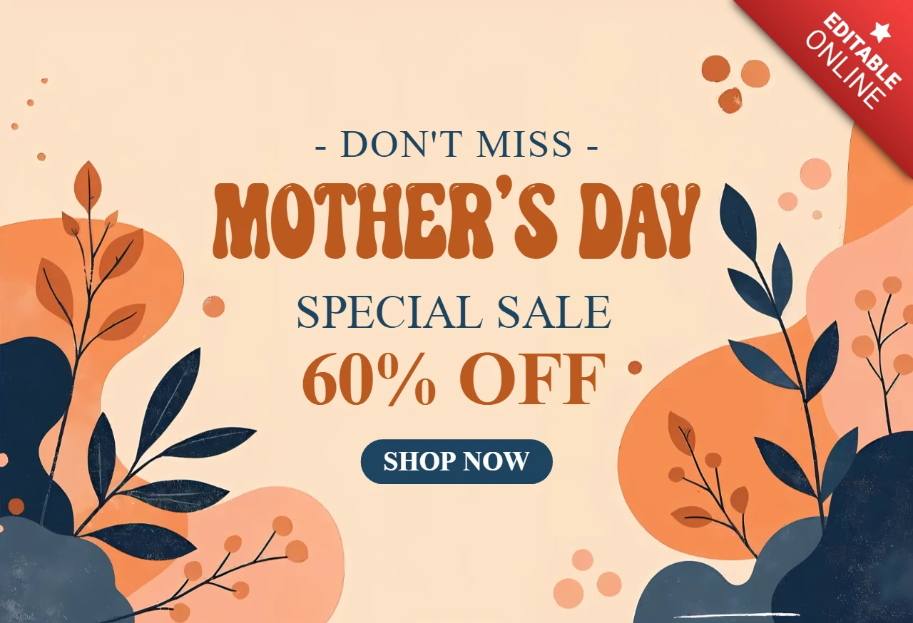 Boho floral día de la madre venta de diseño plano para la publicidad de la plantilla