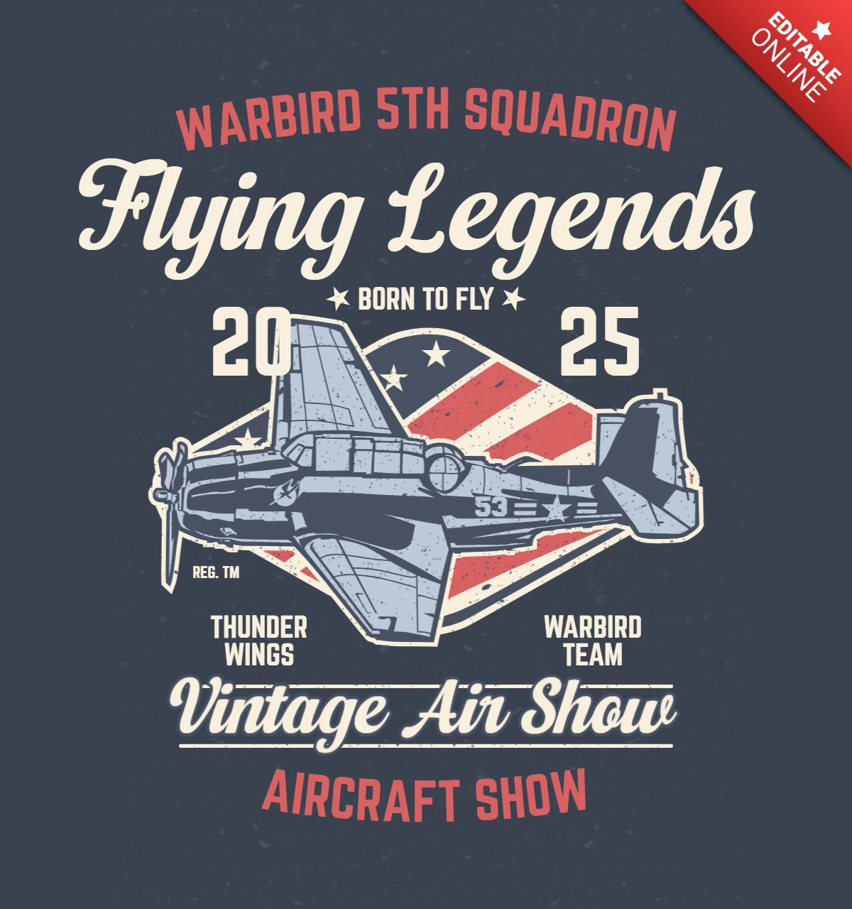 Modèle de conception de t-shirt vintage d'avion Flying Legends