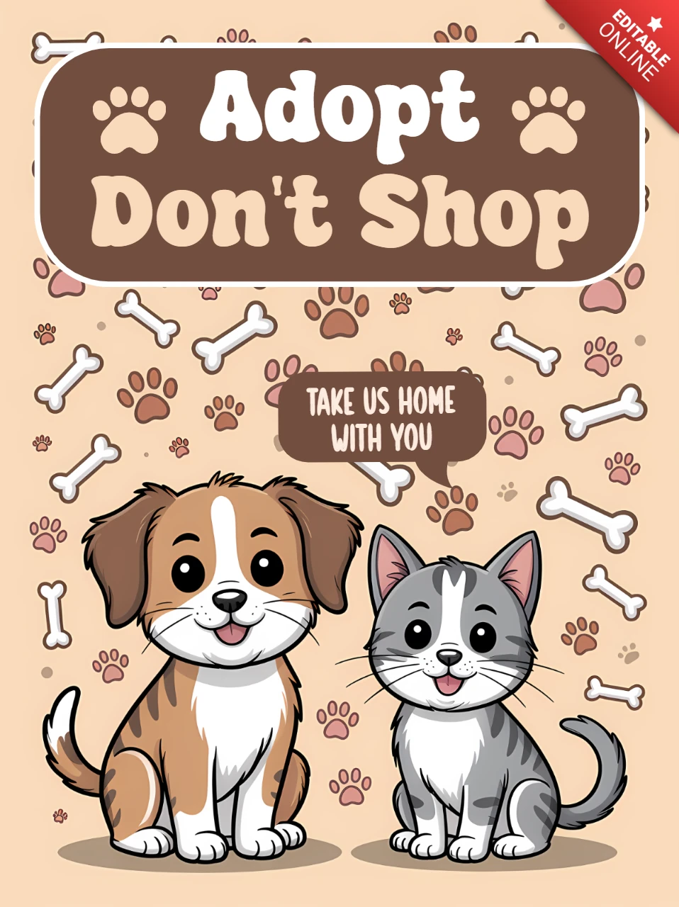 Playful Pet Adoption Design Template for Posters Featuring Cute Dogs and Cats