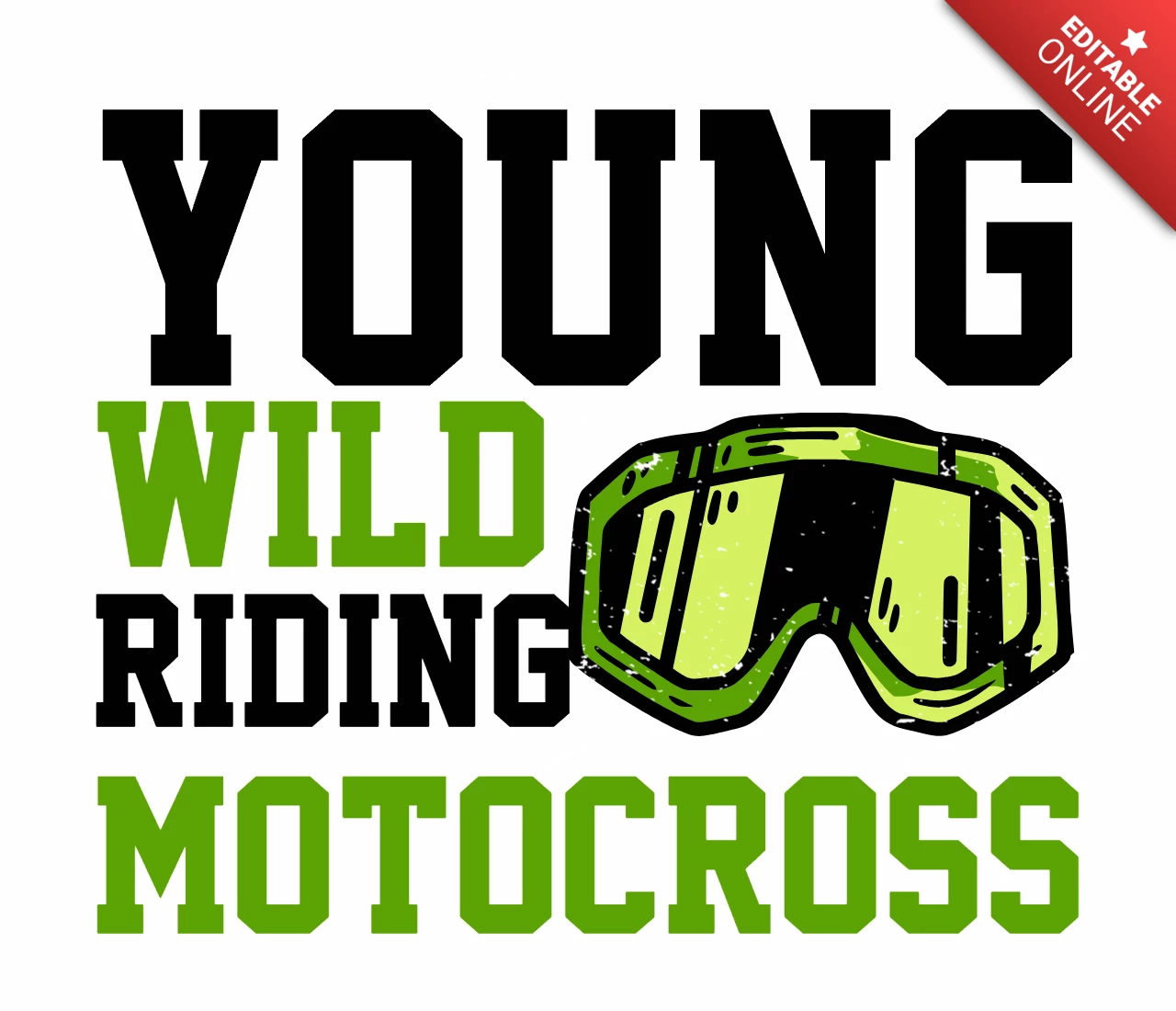 Plantilla de diseño de camiseta vintage de motocross de equitación salvaje joven