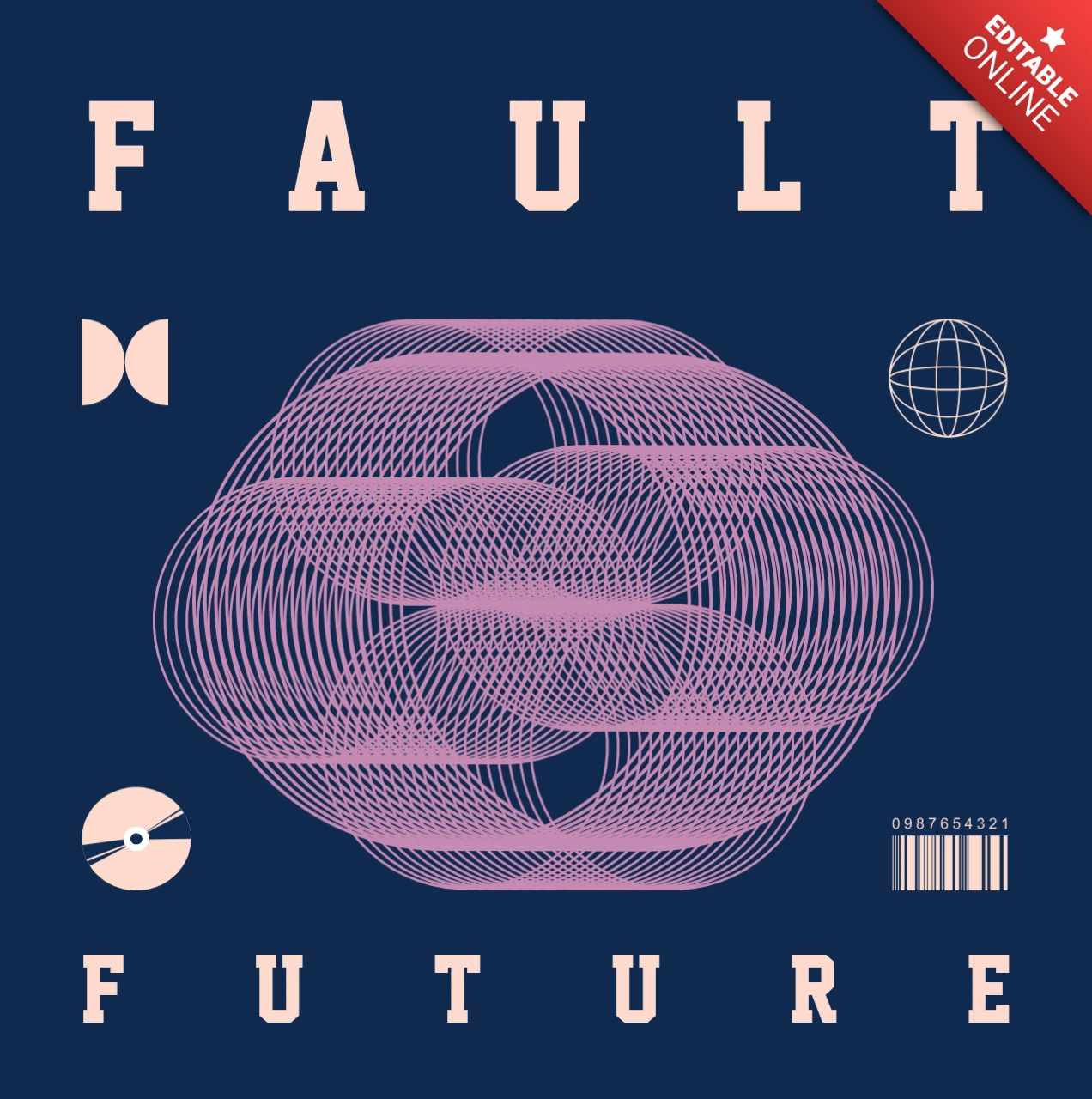 Futuristic Design Template with Abstract Wave Patterns for Apparel