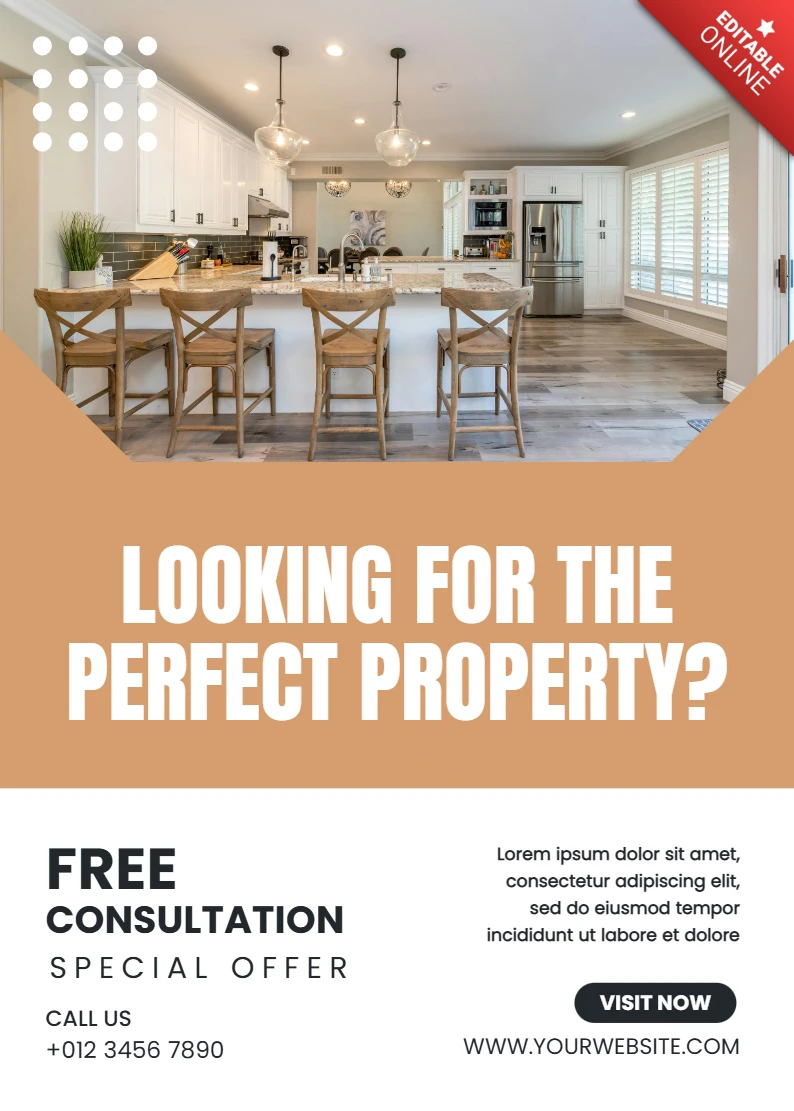 Modern Real Estate Flyer Template with Stylish Interior Design Elements for Property Promotion