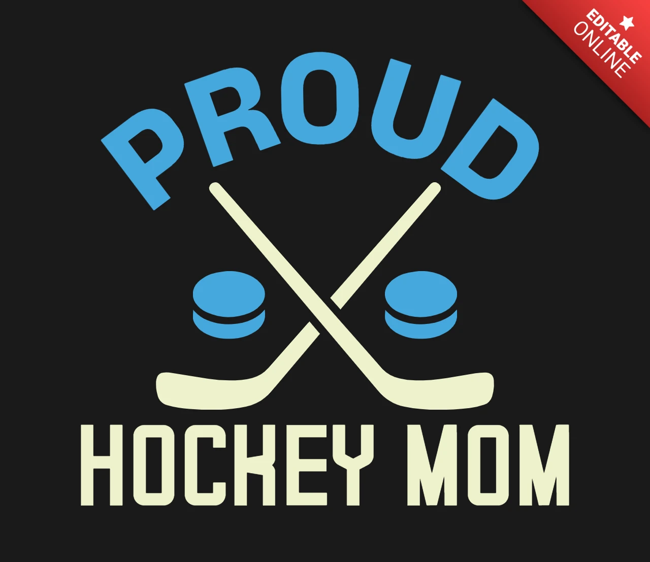 Proud Hockey Mom with Crossed Sticks and Pucks Sports T-Shirt Design Template