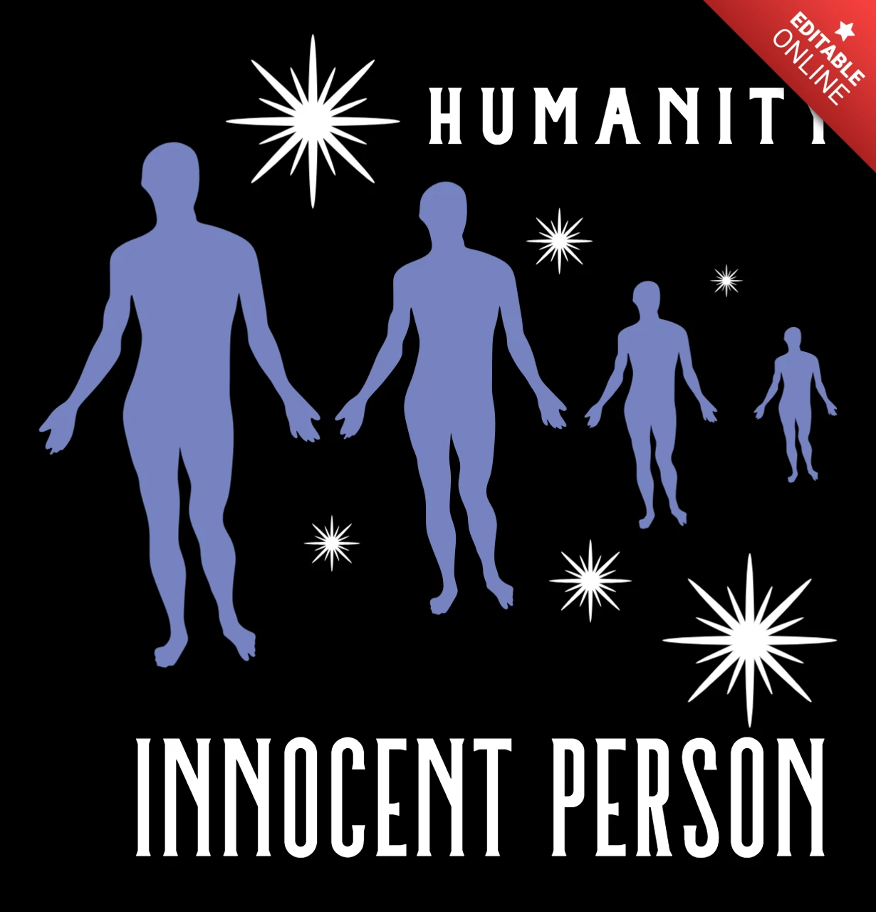 Template de design humano com figuras silhuetadas para campanhas de conscientização social.