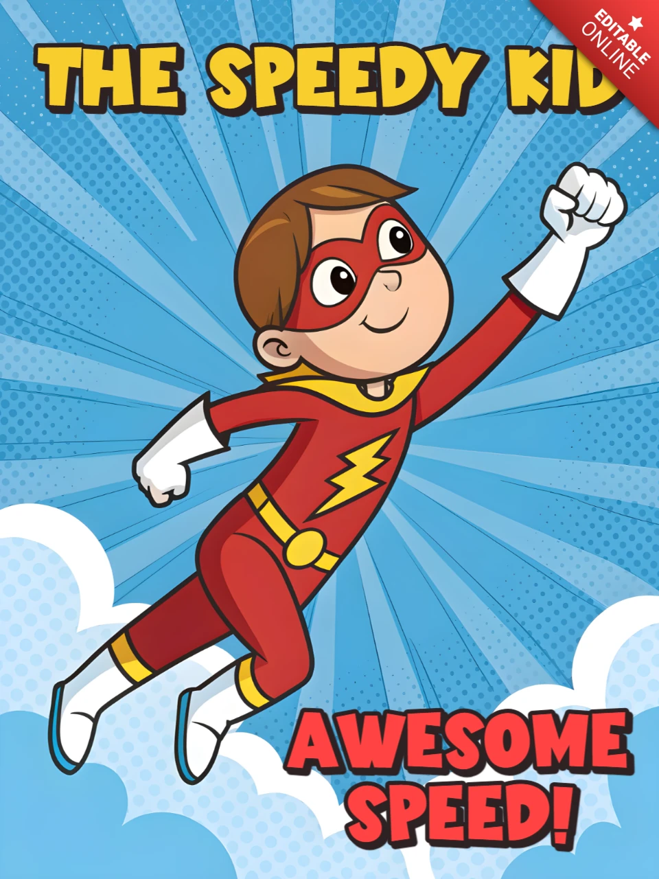 Template di design per bambini supereroi per manifesti e merchandise