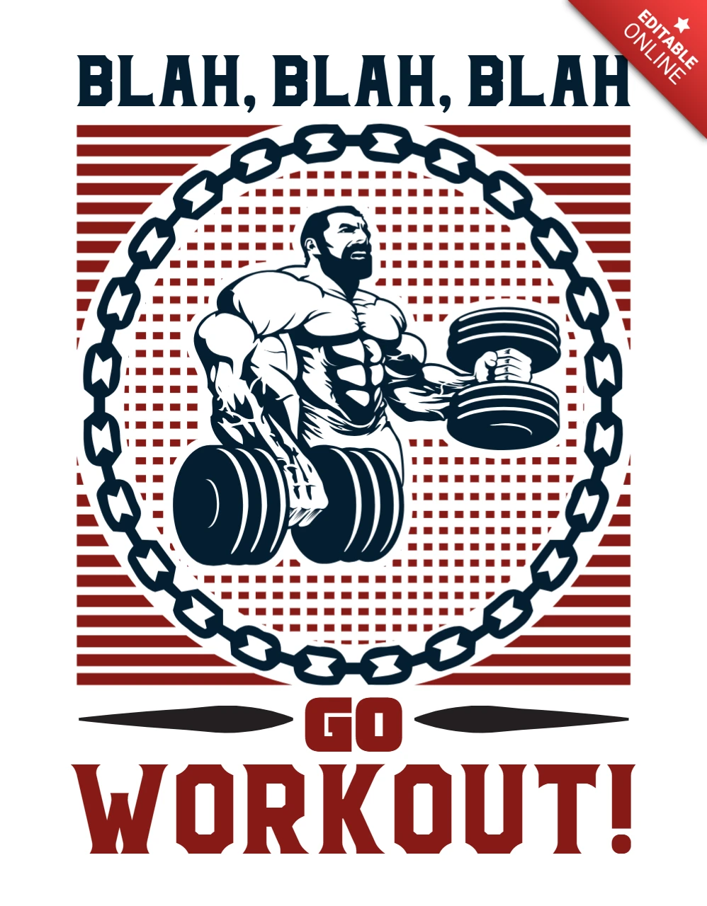 Szablon projektu fitness w stylu vintage: idź na trening z odważną grafiką retro