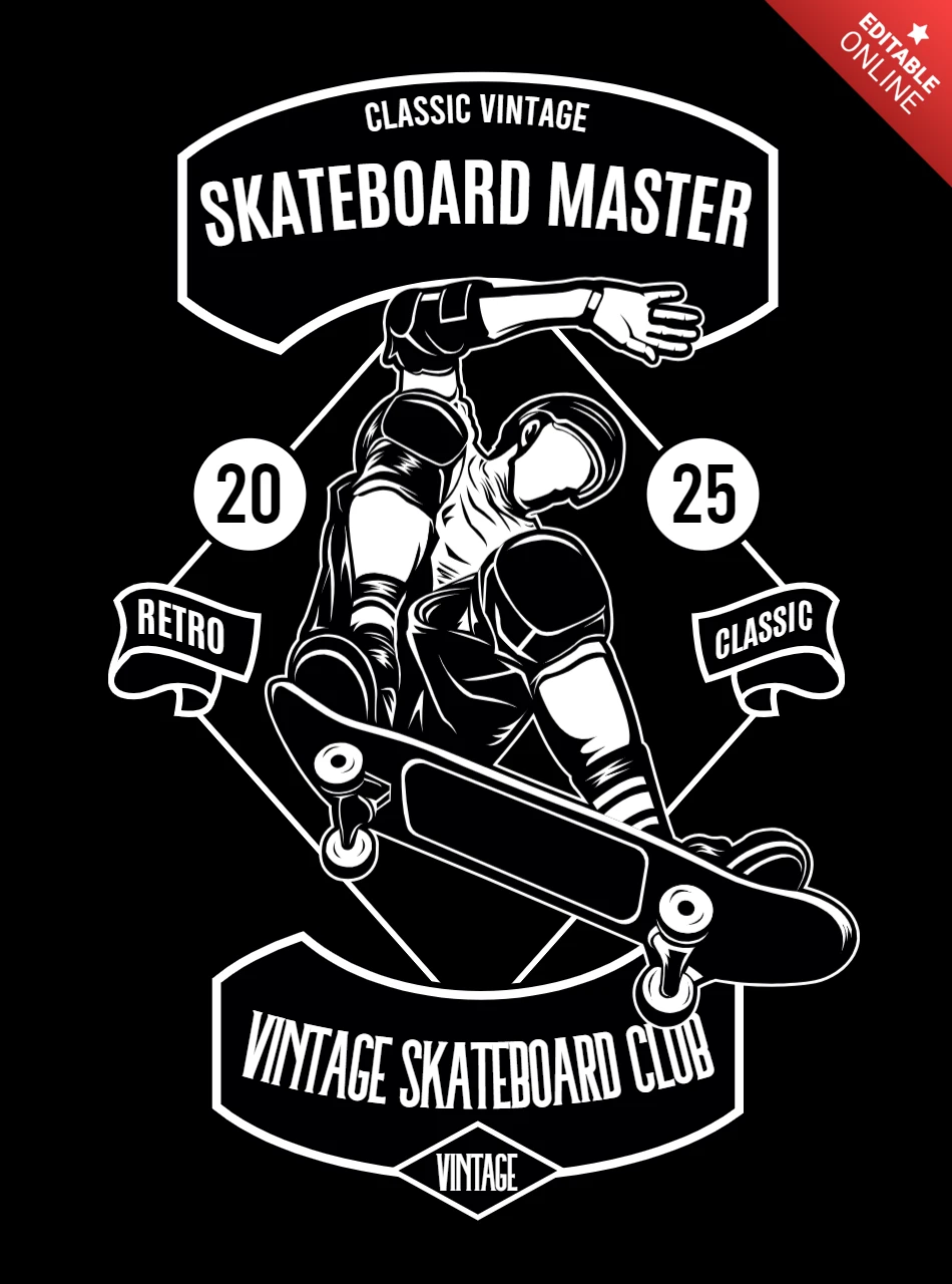 Plantilla de diseño de camiseta de skateboard master