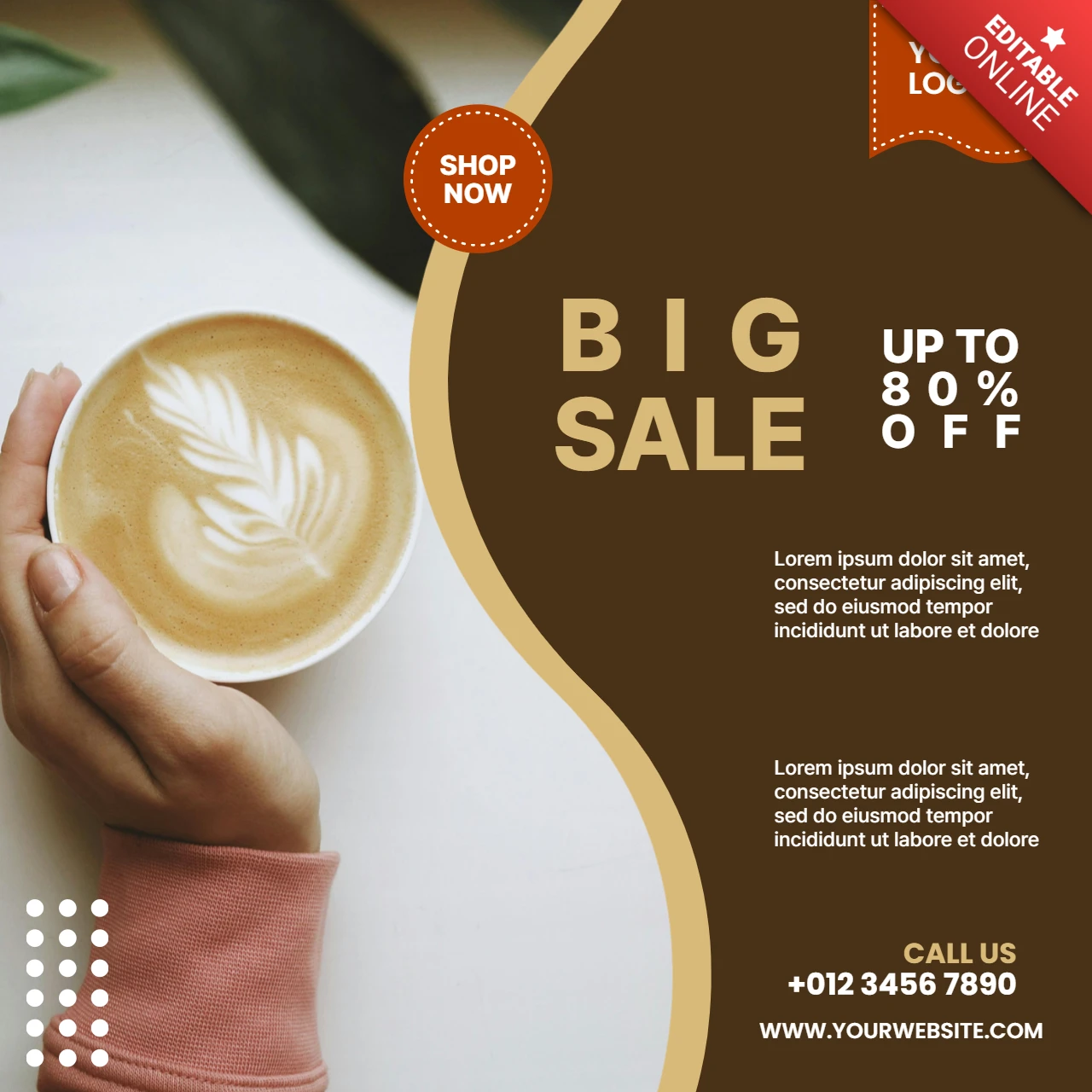 Big Sale Coffee Shop Social Media Post Design Template
