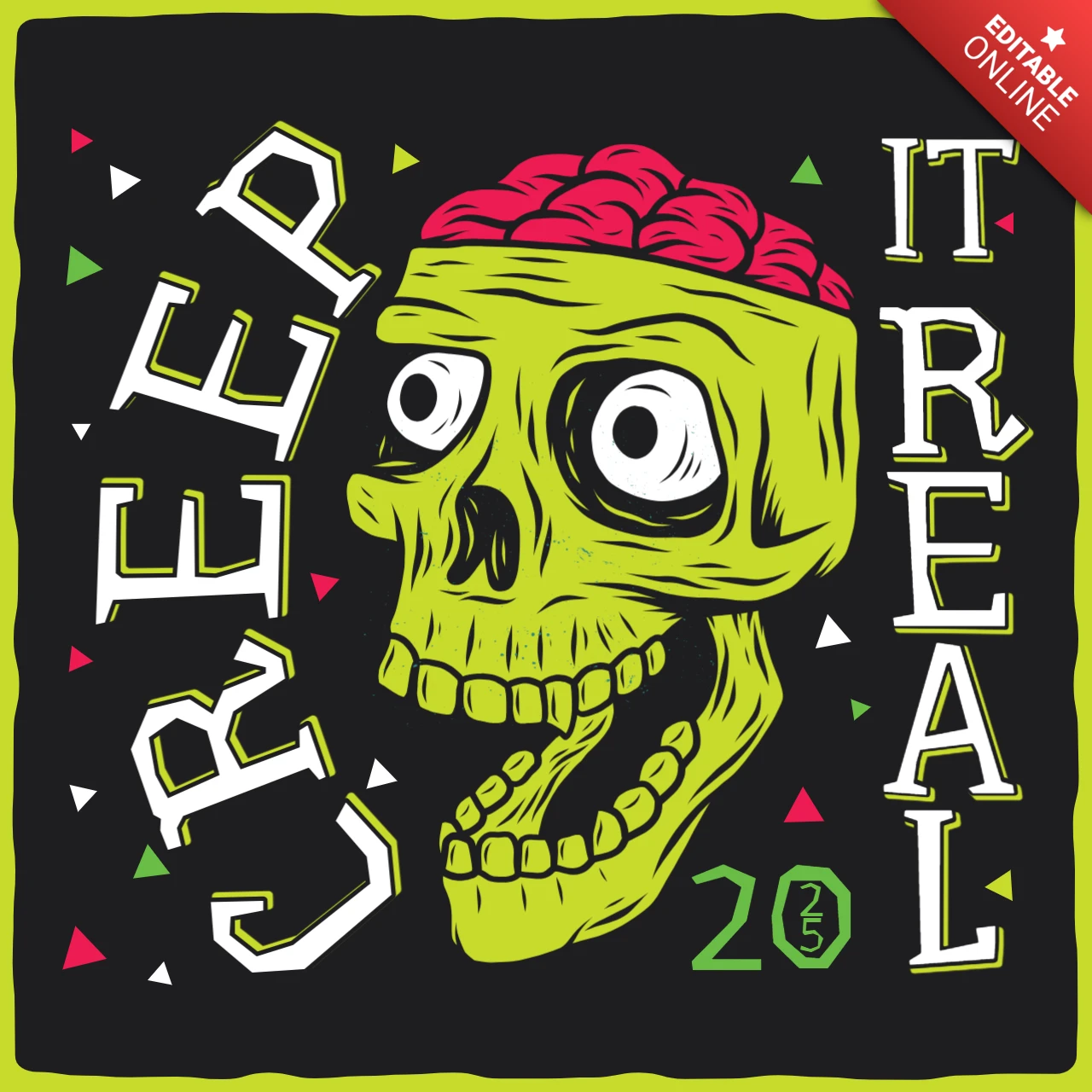 Modelo de design de camiseta com caveira engraçada e arrepiante