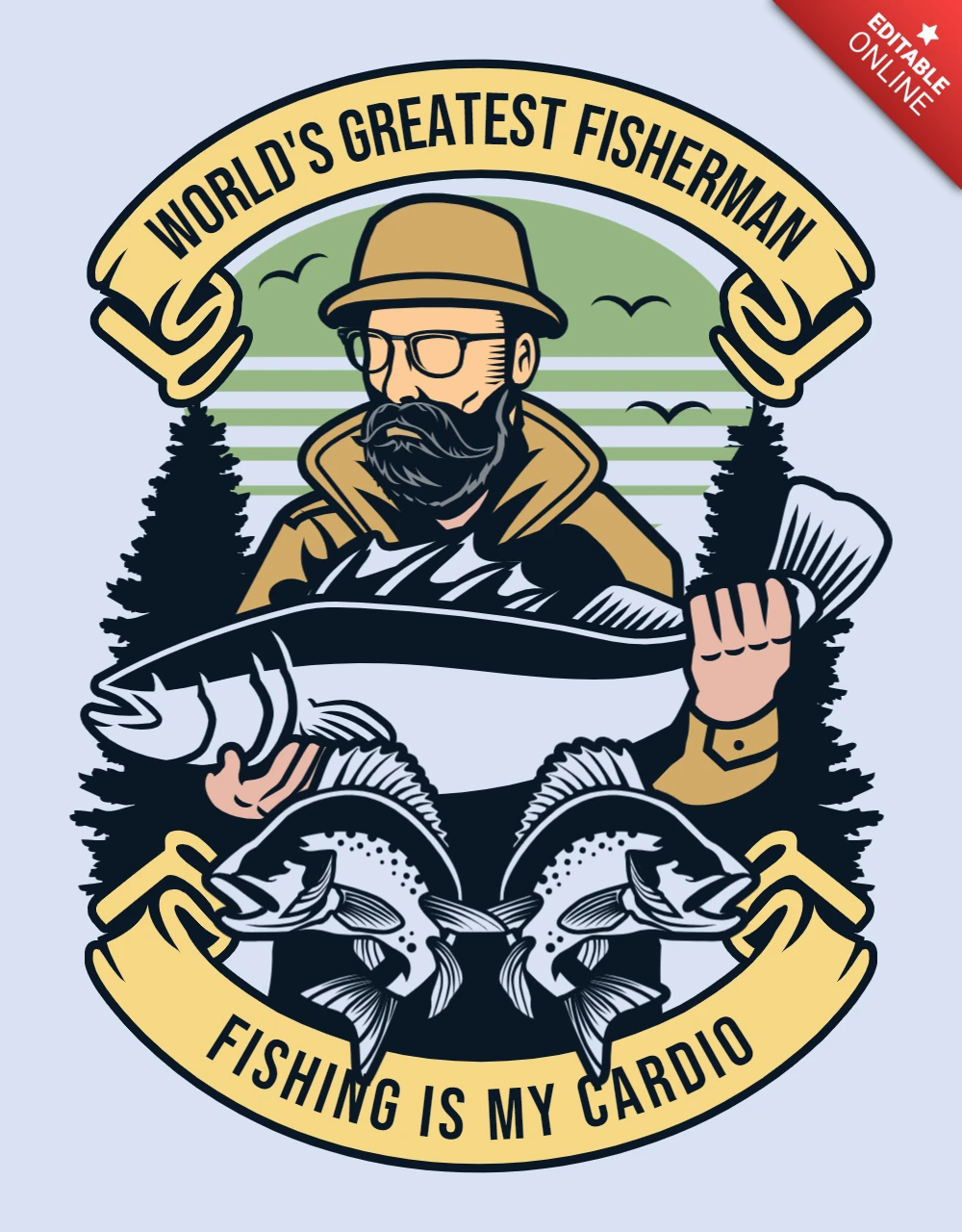Modèle de conception de t-shirt du plus grand pêcheur du monde