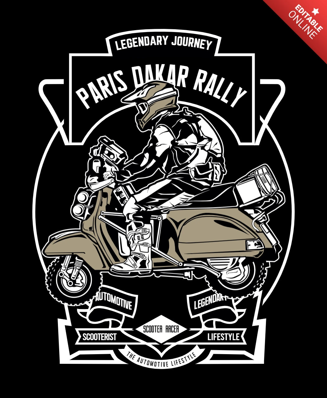 Legendary journey paris dakar rally t-shirt design template