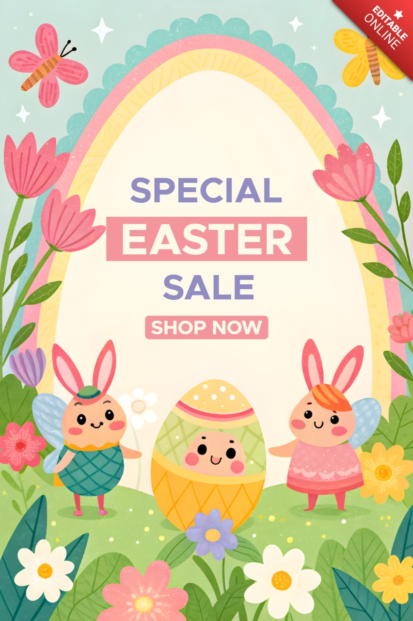 Modèle de conception de vente de Pâques fantaisiste pour les promotions festives